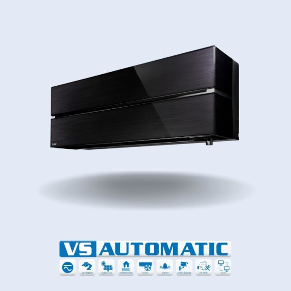 Mitsubishi varmepumpe HERO LN35VG Piano Sort m. Wi Fi front