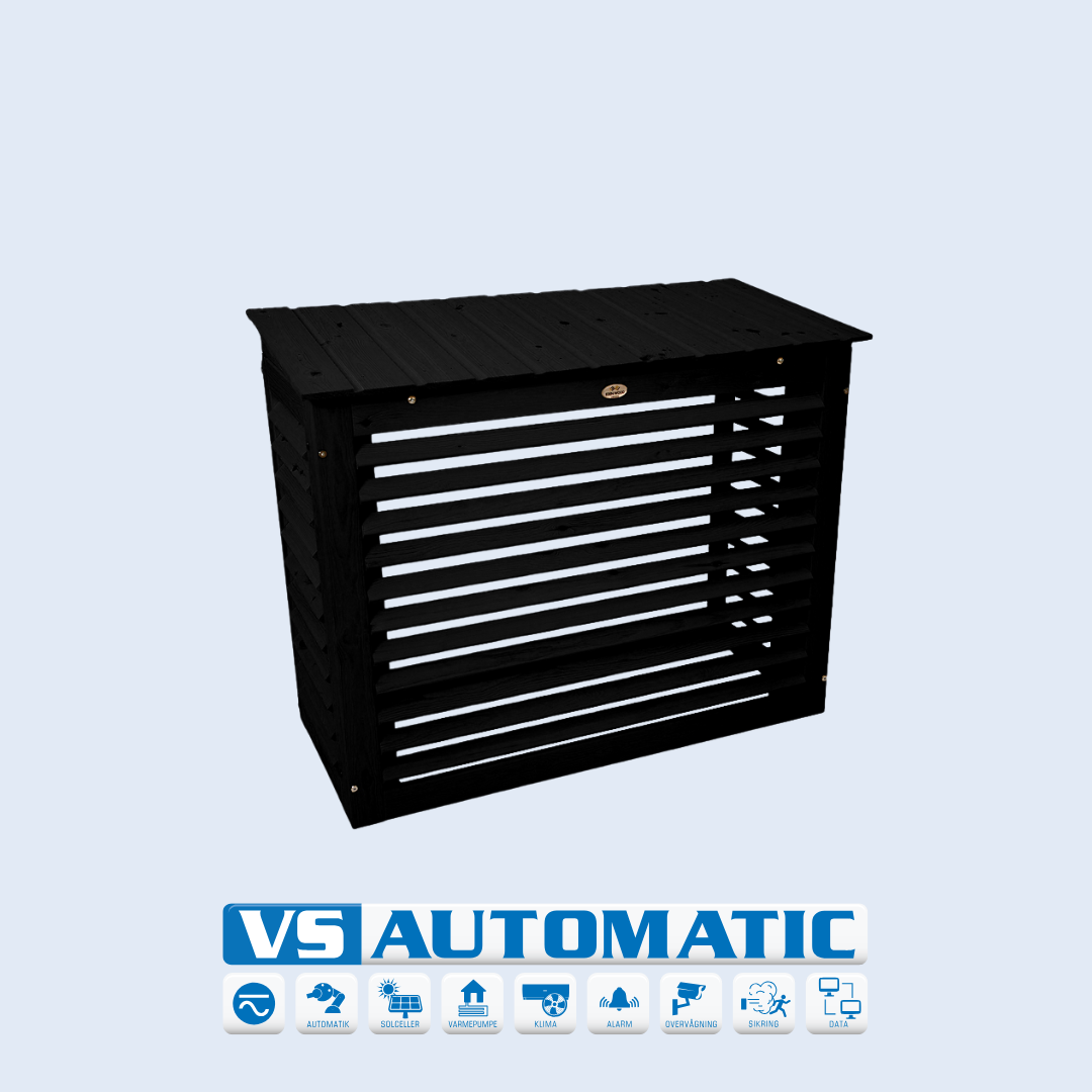 Varmepumpeskjuler i Sort med vs logo